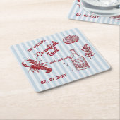 Hand getrokken zomer zeevruchten Crawfish Boil Par Kartonnen Onderzetters (Schuin)