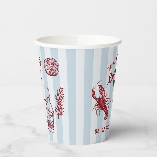Hand getrokken zomer zeevruchten Crawfish Boil Par Papieren Bekers (Links)