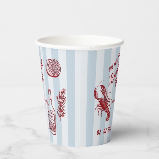 Hand getrokken zomer zeevruchten Crawfish Boil Par Papieren Bekers (Rechts)