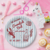 Hand getrokken zomer zeevruchten Crawfish Boil Par Papieren Bordje (Feest)