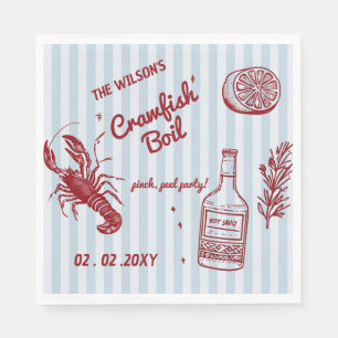 Hand getrokken zomer zeevruchten Crawfish Boil Par Servet