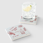 Hand getrokken zomer zeevruchten Crawfish Boil Par Stenen Onderzetter (Zijkant)