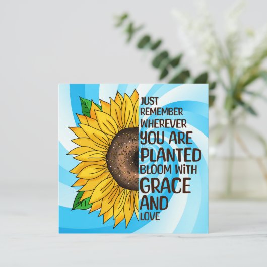 Hand getrokken Zonnebloem en Citaat (Staand voorkant)