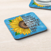 Hand getrokken Zonnebloem en Citaat Bier Onderzetter (Linkerzijde)