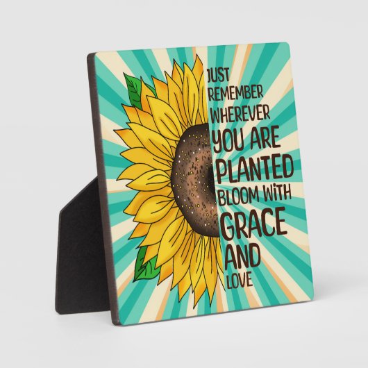 Hand getrokken Zonnebloem en Citaat Fotoplaat (Voorkant)