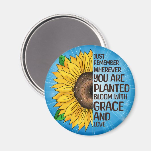 Hand getrokken Zonnebloem en Citaat Magneet (Voorkant / Achterkant)