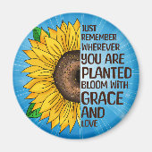 Hand getrokken Zonnebloem en Citaat Magneet (Voorkant)