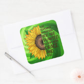 Hand getrokken Zonnebloem en Citaat Vierkante Sticker (Envelop)