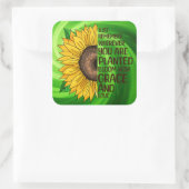 Hand getrokken Zonnebloem en Citaat Vierkante Sticker (Tas)