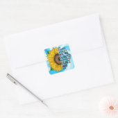Hand getrokken Zonnebloem en Citaat Vierkante Sticker (Envelop)