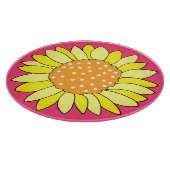 Hand getrokken zonnebloem roze achtergrond snijplank (Hoek)