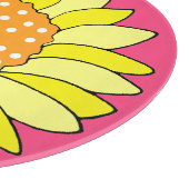 Hand getrokken zonnebloem roze achtergrond snijplank (Hoek)