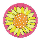 Hand getrokken zonnebloem roze achtergrond snijplank (Voorkant)