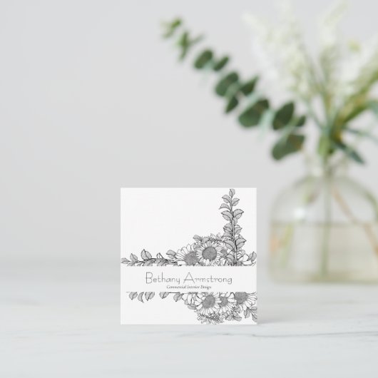 Hand getrokken zonnebloem Visitekaartje (Staand voorkant)