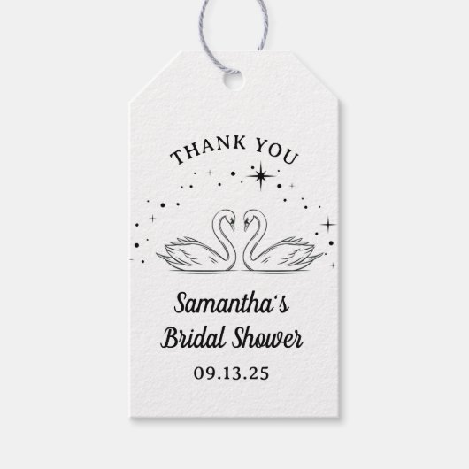 Hand getrokken zwaan Elegant Vrijgezellenfeest dan Cadeaulabel (Voorkant)