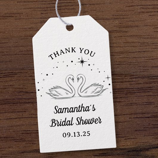 Hand getrokken zwaan Elegant Vrijgezellenfeest dan Cadeaulabel