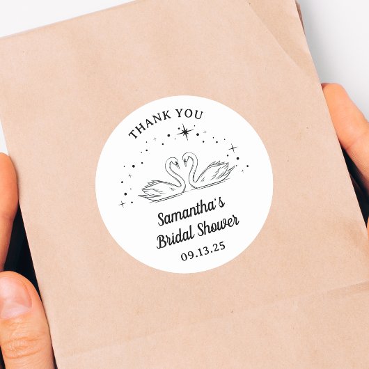 Hand getrokken zwaan Elegant Vrijgezellenfeest dan Ronde Sticker