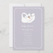 Hand getrokken zwaan mama & Baby shower lavendel Kaart (Voorkant)