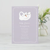 Hand getrokken zwaan mama & Baby shower lavendel Kaart (Staand voorkant)