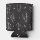 Hand getrokken zwart cactus patroon blikjeskoeler (Achterkant)