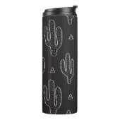 Hand getrokken zwart cactus patroon thermosbeker (Gedraaid links)