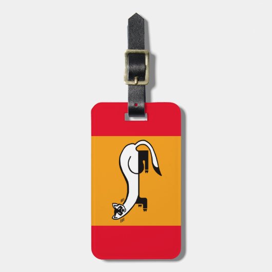 Hand getrokken zwart-voetse FRET- Wildlife- Rood Bagagelabel (Voorkant verticaal)