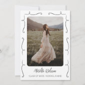 Hand getrokken zwart & wit chique foto Afstuderen Kaart (Achterkant)