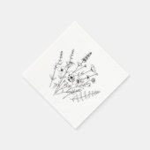 Hand getrokken zwart-wit delicate bloem servet (Hoek)