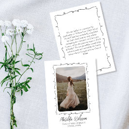 Hand getrokken Zwart & Wit Foto 2024 Afstuderen Aankondiging