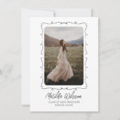 Hand getrokken Zwart & Wit Foto 2024 Afstuderen Aankondiging (Voorkant)