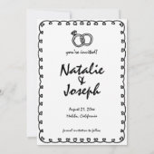 Hand getrokken zwart & wit retro eigenzinnige trou save the date (Achterkant)