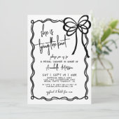 Hand getrokken zwart witte boog Vrijgezellenfeest Kaart (Staand voorkant)