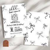 Hand getrokken zwarte boog taart verrassing verjaa kaart