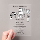 Hand getrokken zwarte illustraties Doodles bruilof Acryl Uitnodigingen (Insitu (Draagbaar))