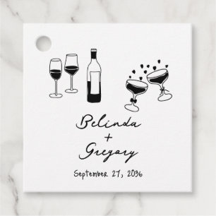 Hand getrokken zwarte illustraties Doodles bruilof Bedankjes Labels