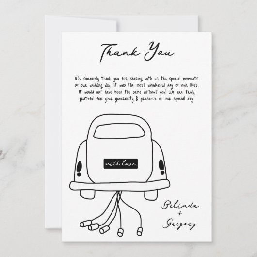 Hand getrokken zwarte illustraties Doodles bruilof Bedankkaart (Voorkant)