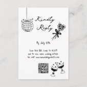 Hand getrokken zwarte illustraties Doodles bruilof Informatiekaartje (Voorkant)