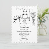 Hand getrokken zwarte illustraties Doodles bruilof Kaart (Staand voorkant)