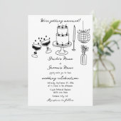 Hand getrokken zwarte illustraties Doodles bruilof Kaart (Staand voorkant)