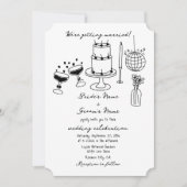 Hand getrokken zwarte illustraties Doodles bruilof Kaart (Voorkant)