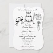 Hand getrokken zwarte illustraties Doodles bruilof Kaart (Voorkant)