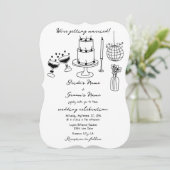 Hand getrokken zwarte illustraties Doodles bruilof Kaart (Staand voorkant)