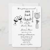 Hand getrokken zwarte illustraties Doodles bruilof Kaart (Voorkant)