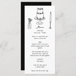 Hand getrokken zwarte illustraties Doodles bruilof Menu