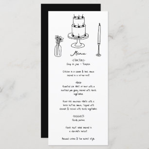 Hand getrokken zwarte illustraties Doodles bruilof Menu