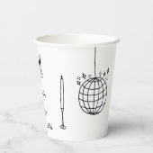 Hand getrokken zwarte illustraties Doodles bruilof Papieren Bekers (Achterkant)