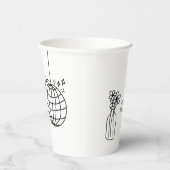 Hand getrokken zwarte illustraties Doodles bruilof Papieren Bekers (Rechts)