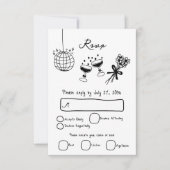 Hand getrokken zwarte illustraties Doodles bruilof RSVP Kaartje (Voorkant)