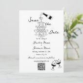 Hand getrokken zwarte illustraties Doodles bruilof Save The Date (Staand voorkant)