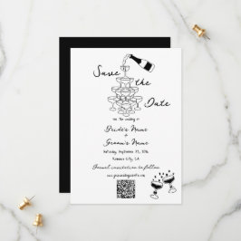 Hand getrokken zwarte illustraties Doodles bruilof Save The Date
